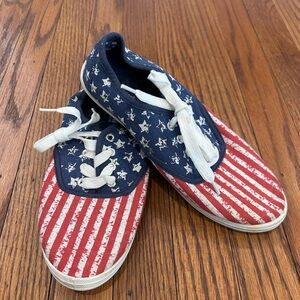 Patriotic Star & Stripe Canvas Sneakers - Navy, Red & White